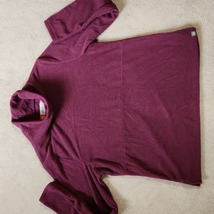 Super Soft Athleisure Mock Neck Ribbed sweatshirt Top Mauve Large